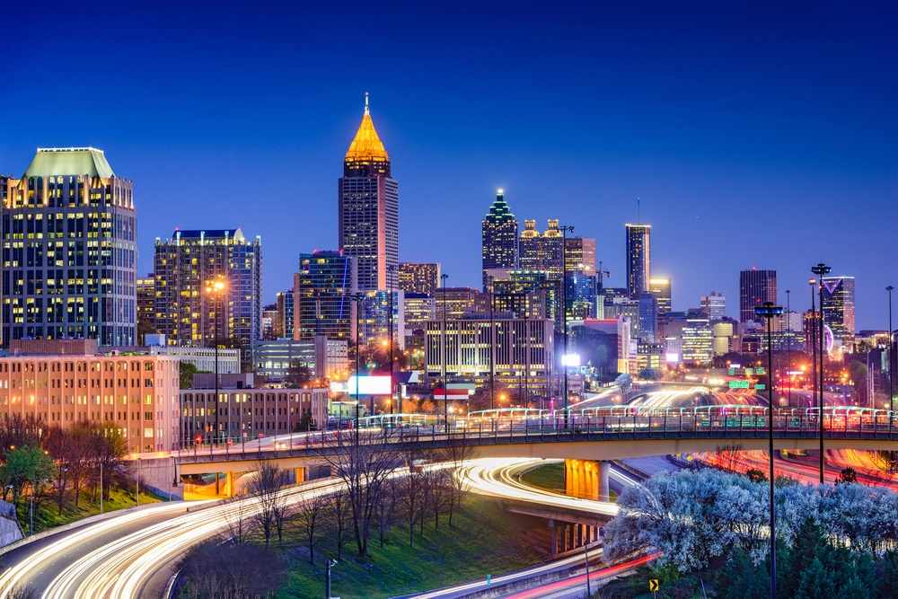 Skybridge and tall buildings in Georgia