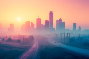 A City View of Texas with roads and cars